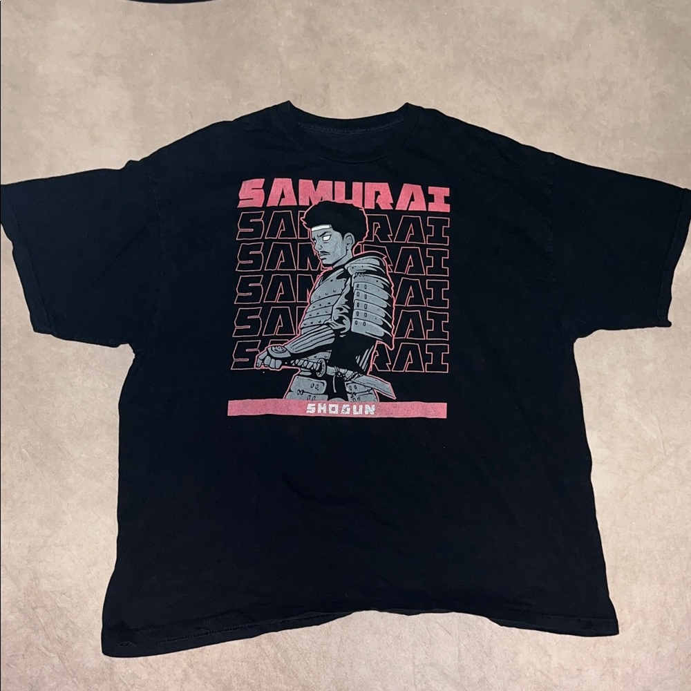 Anime Black Samurai Shogun Graphic T-Shirt